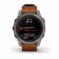 Умный часы Garmin Fenix 7 Pro Sapphire Solar титановый серый с коричневым кожаным ремешком   010-02777-30 010-02777-30