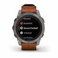 Умный часы Garmin Fenix 7 Pro Sapphire Solar титановый серый с коричневым кожаным ремешком   010-02777-30 010-02777-30