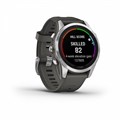Смарт часы Garmin FENIX 7S PRO Solar серебристый с черным силиконовым ремешком 010-02776-01 2337