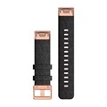 Ремешок сменный Garmin QuickFit 20 мм (нейлон) черного цвета с пряжкой розовое золото 010-12874-00